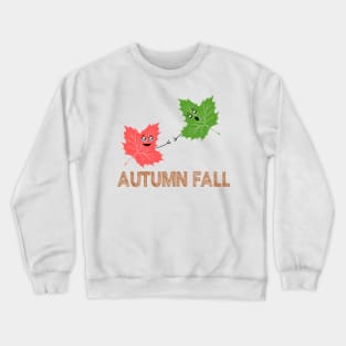 Autumn Fall Funny Maple Leaf Joke Cartoon Design Crewneck Sweatshirt